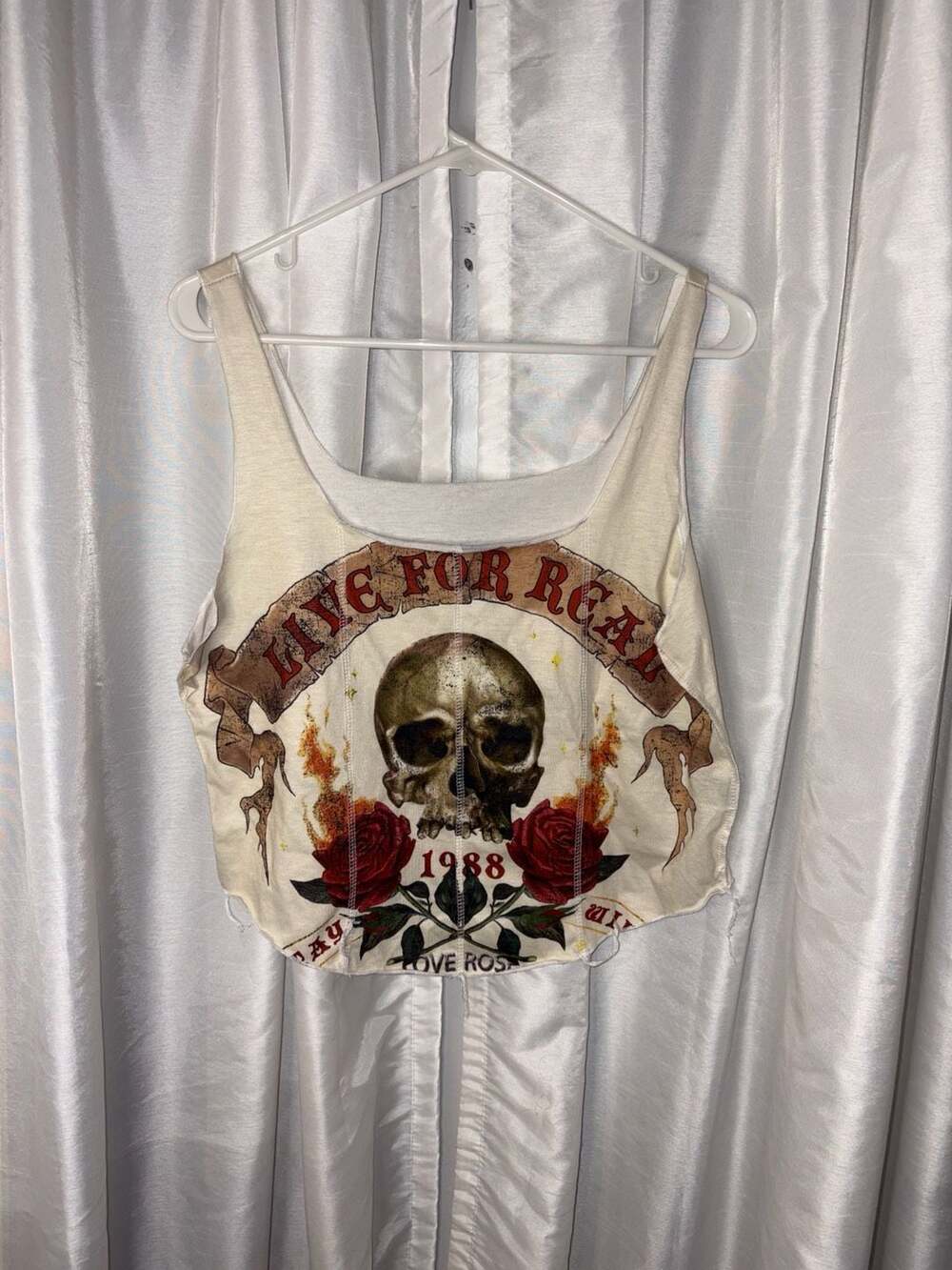 SHEIN CURVE Plus Skull & Rose Graphic Raw Hem Tank Top Size 1XL